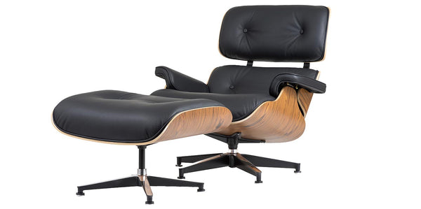 Mid-Century Lounge Chair & Ottoman | Top Grain Leather | Regular Size