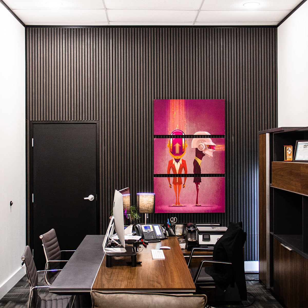 Pebble Oak Acoustic Slat Panels