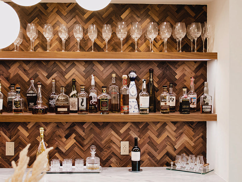 Natural Walnut 3D Herringbone Panels