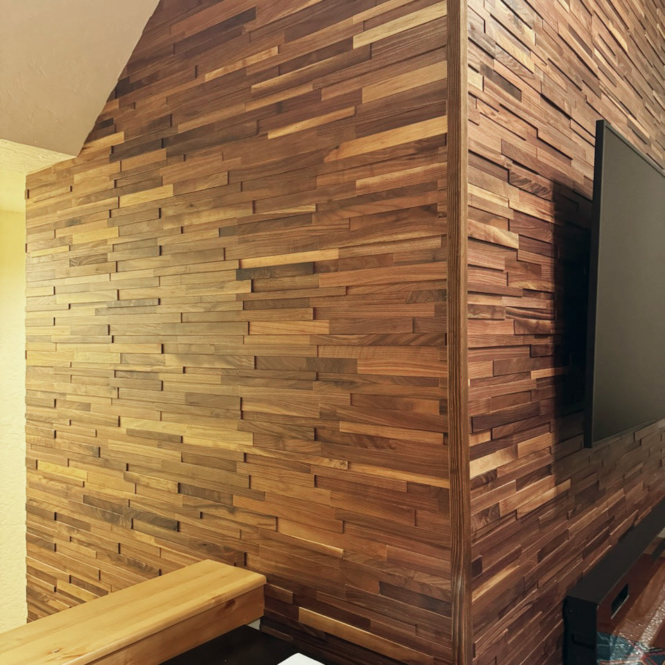 3D Stacked Natural Walnut – LuxeWall