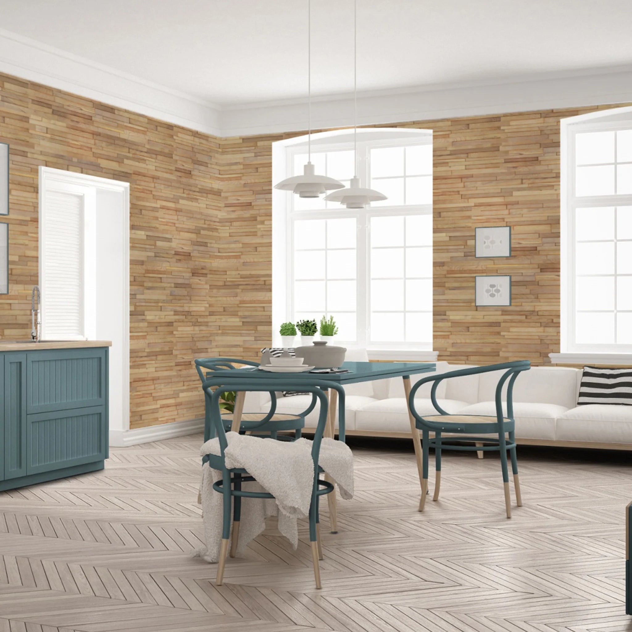 Natural Oak 3D Stacked Wall Panels