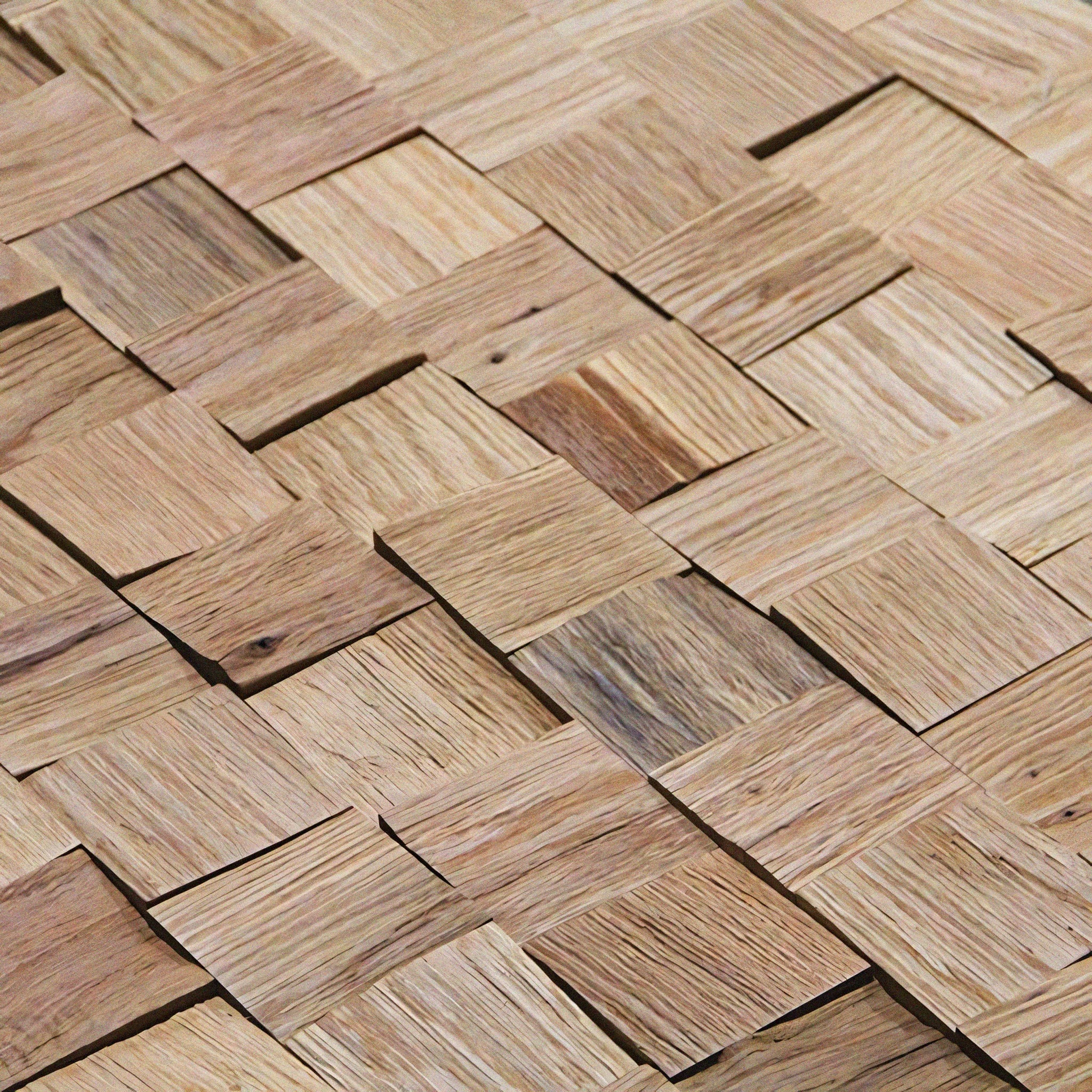 Natural Oak 3D Block Wall Panels