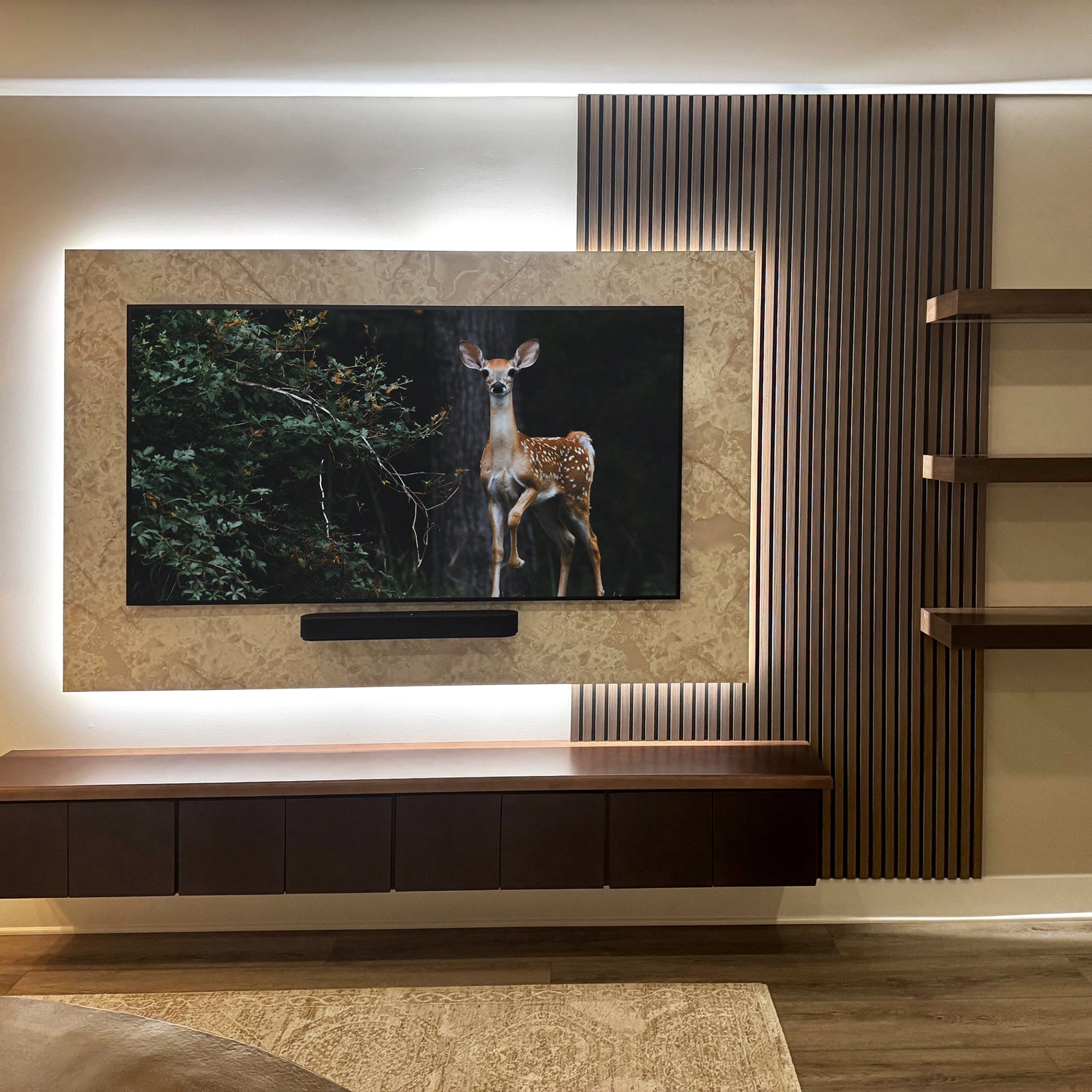 Dark Walnut Acoustic Slat Panels 108.2" Length