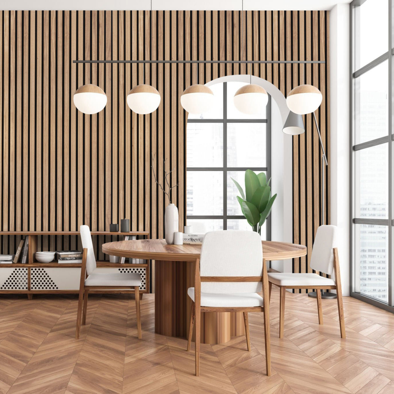 Zebra Wood Extra Wide Acoustic Slat Panels