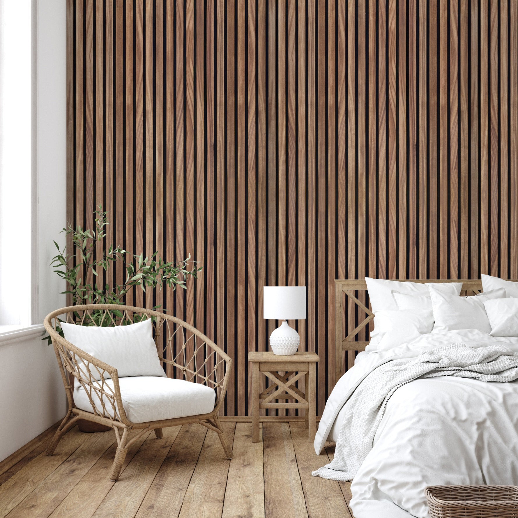 South American Walnut Extra Wide Acoustic Slat Panels