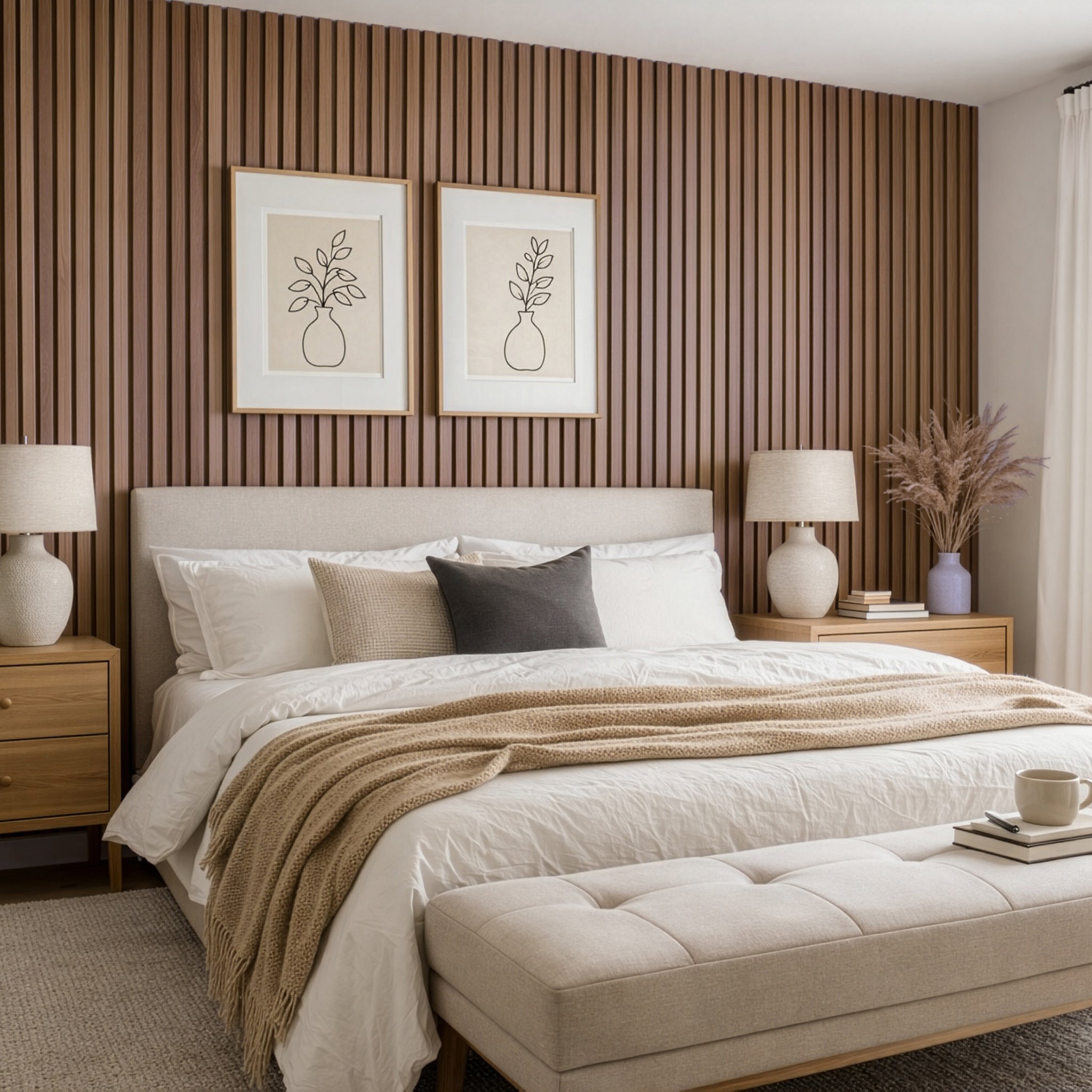 South American Walnut Extra Wide Acoustic Slat Panels