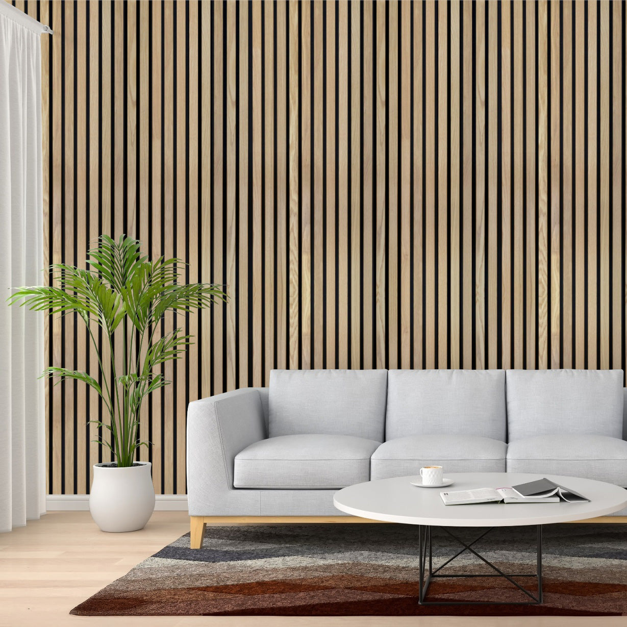 White Oak Extra Wide Acoustic Slat Panels