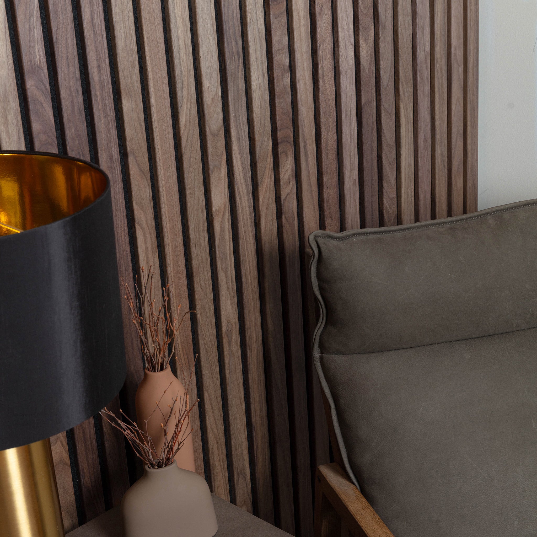 Black Walnut Extra Wide Acoustic Slat Panels 120"