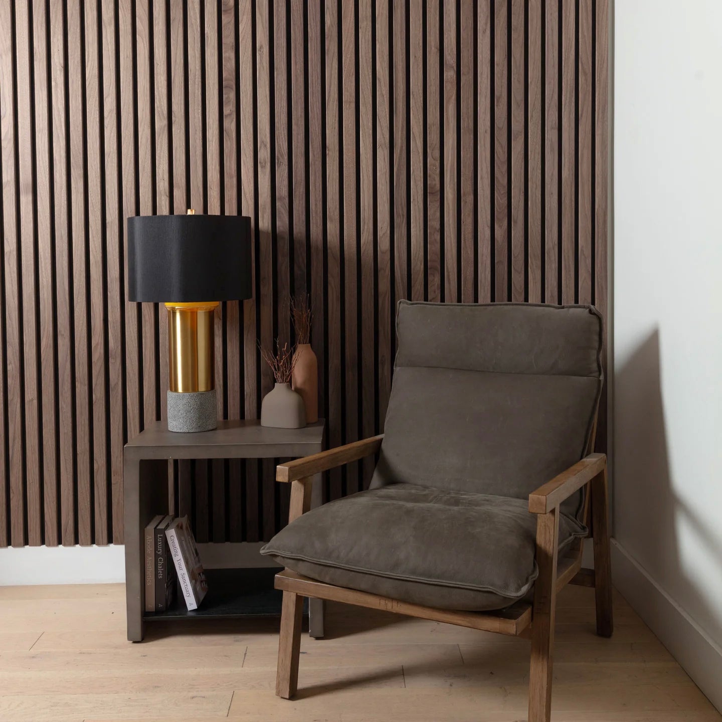 Black Walnut Extra Wide Acoustic Slat Panels 120"