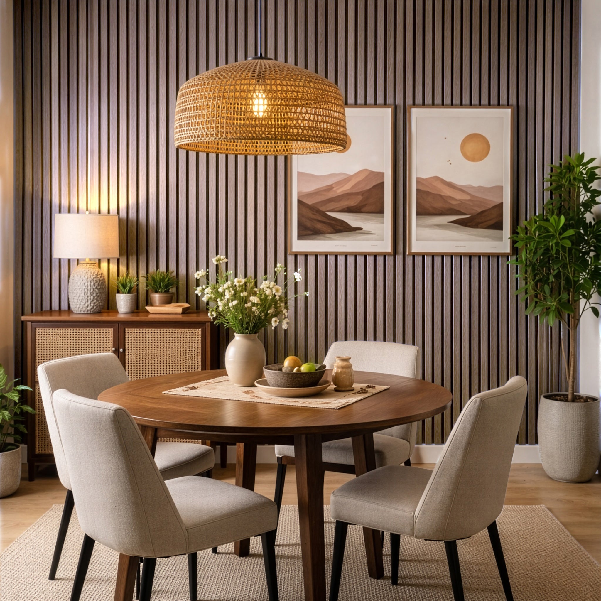 Black Walnut Extra Wide Acoustic Slat Panels 120"