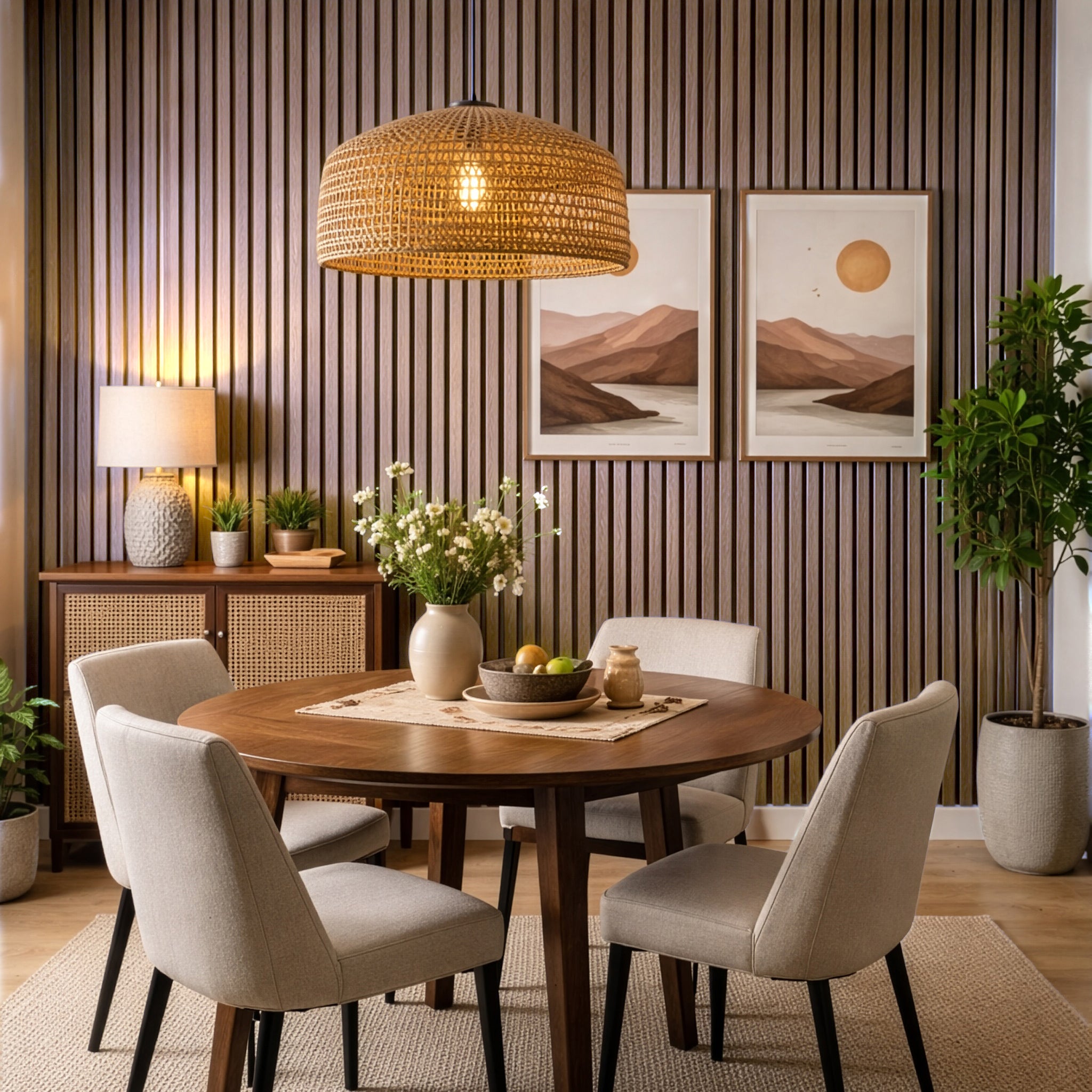 Black Walnut Extra Wide Acoustic Slat Panels 120"