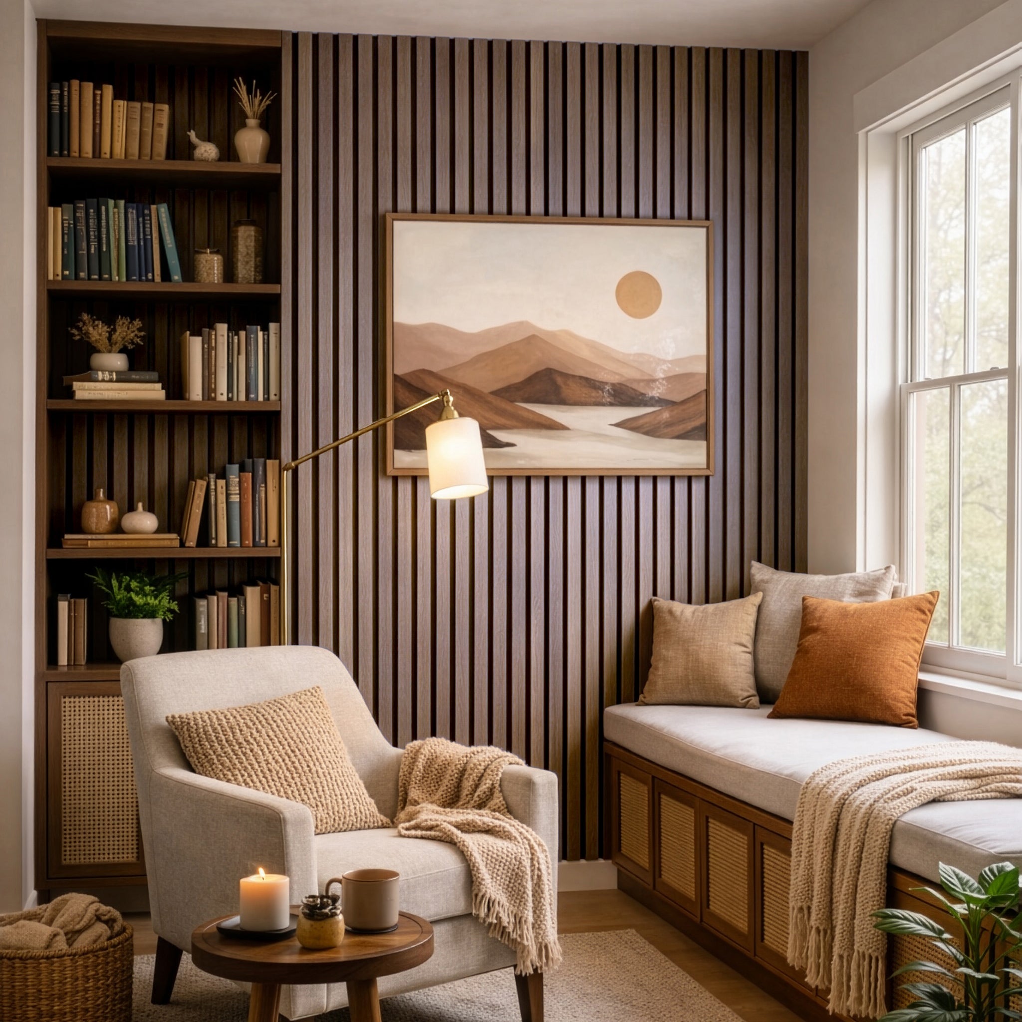 Black Walnut Extra Wide Acoustic Slat Panels 120"