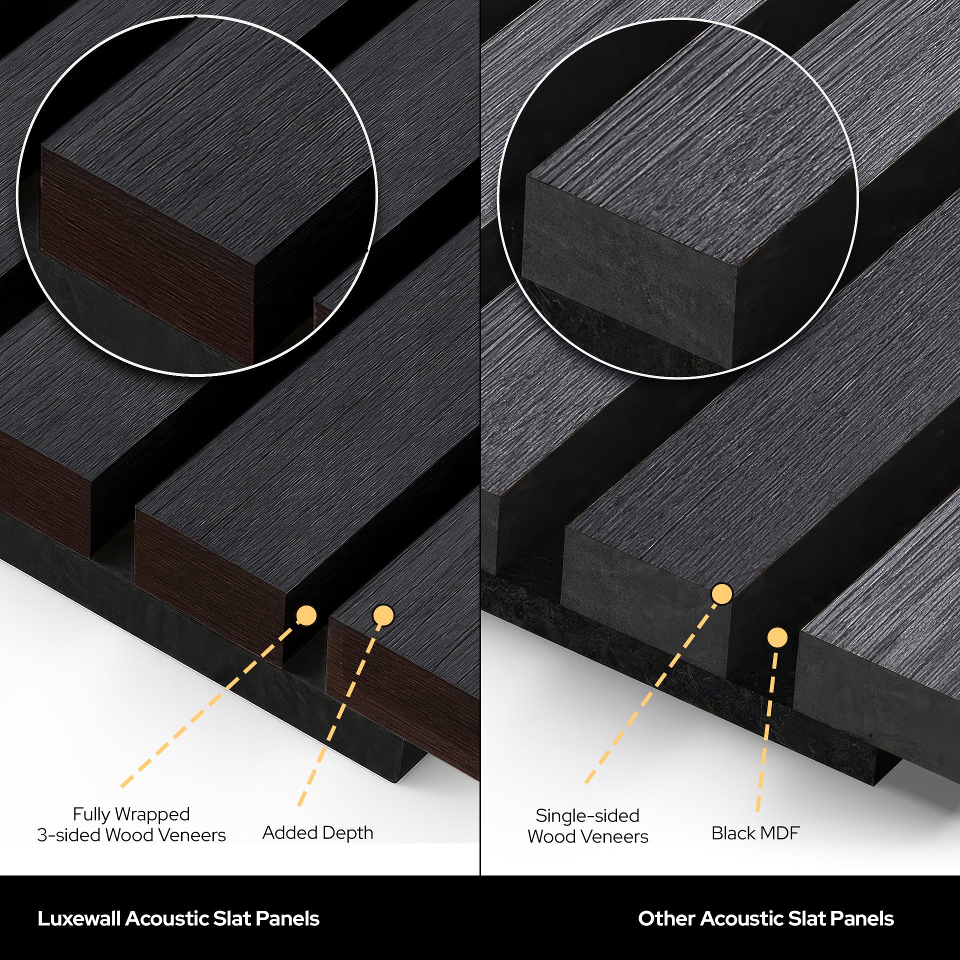 Graphite Oak Acoustic Slat Panels 94.5" or 118" Length