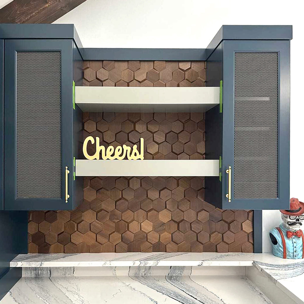 Natural Walnut 3D Hex Panels – Luxewall