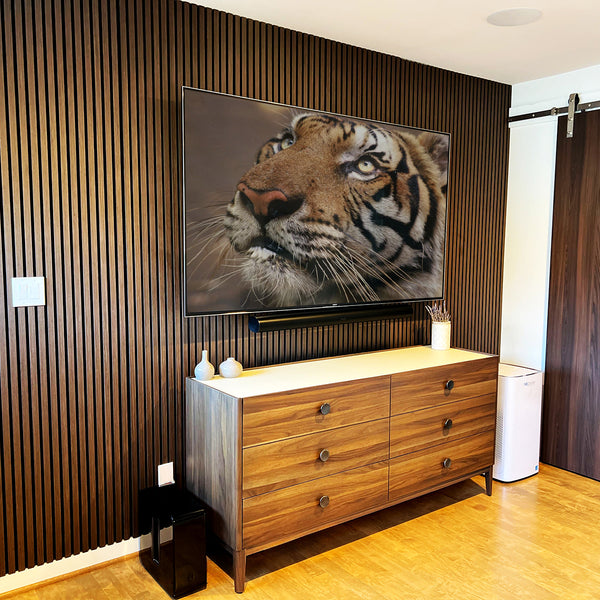 Warm Oak Acoustic Slat Panels 120"