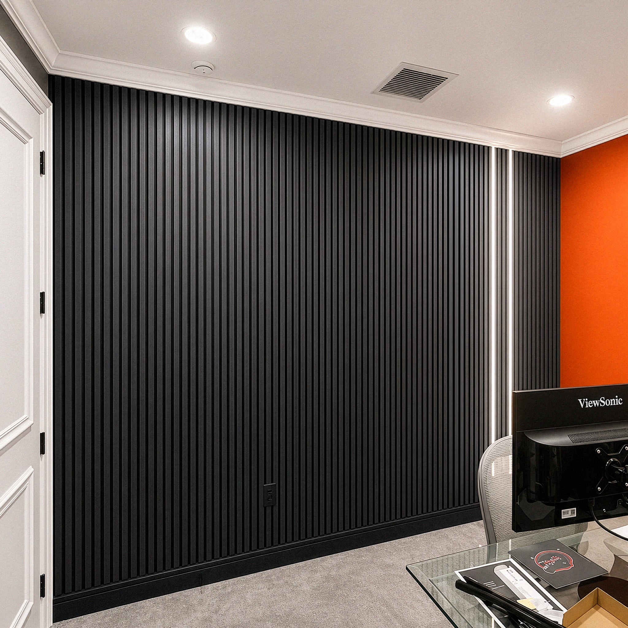 Graphite Oak Acoustic Slat Panels 94.5