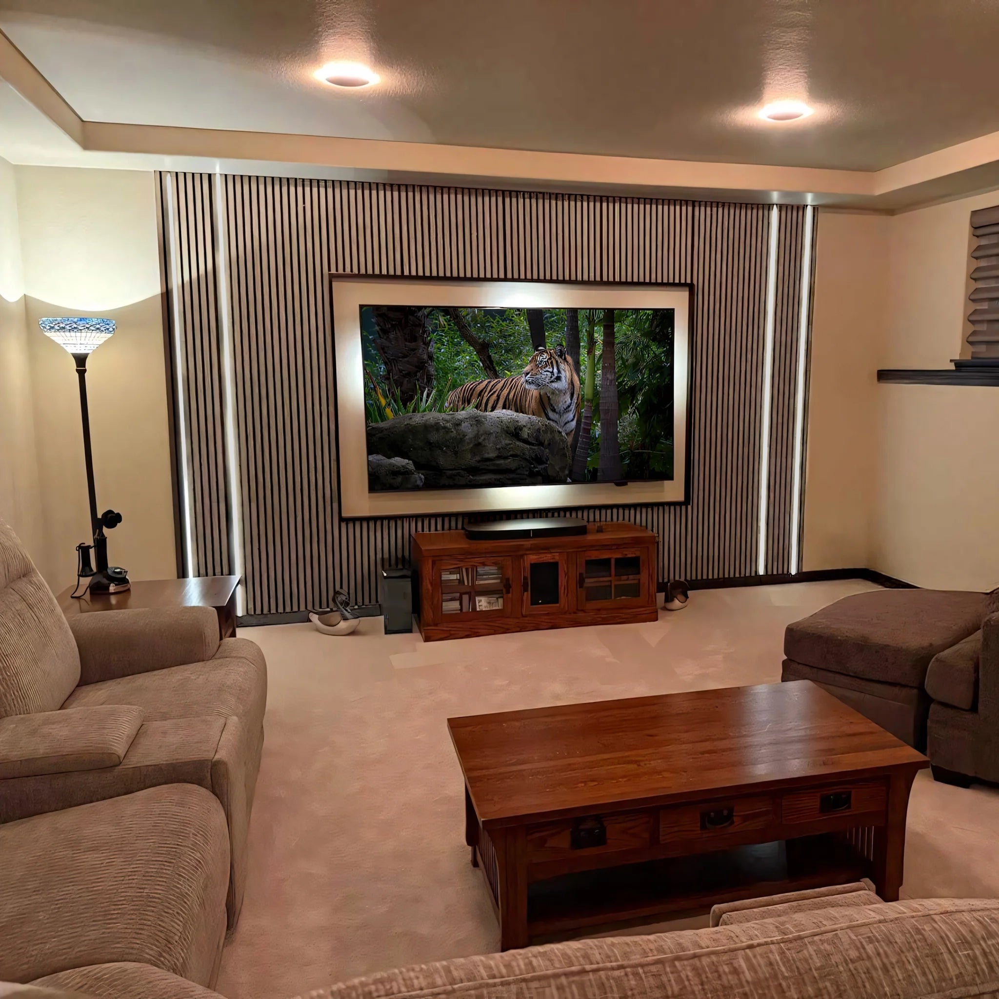 Leather Oak Acoustic Slat Panels 94.5
