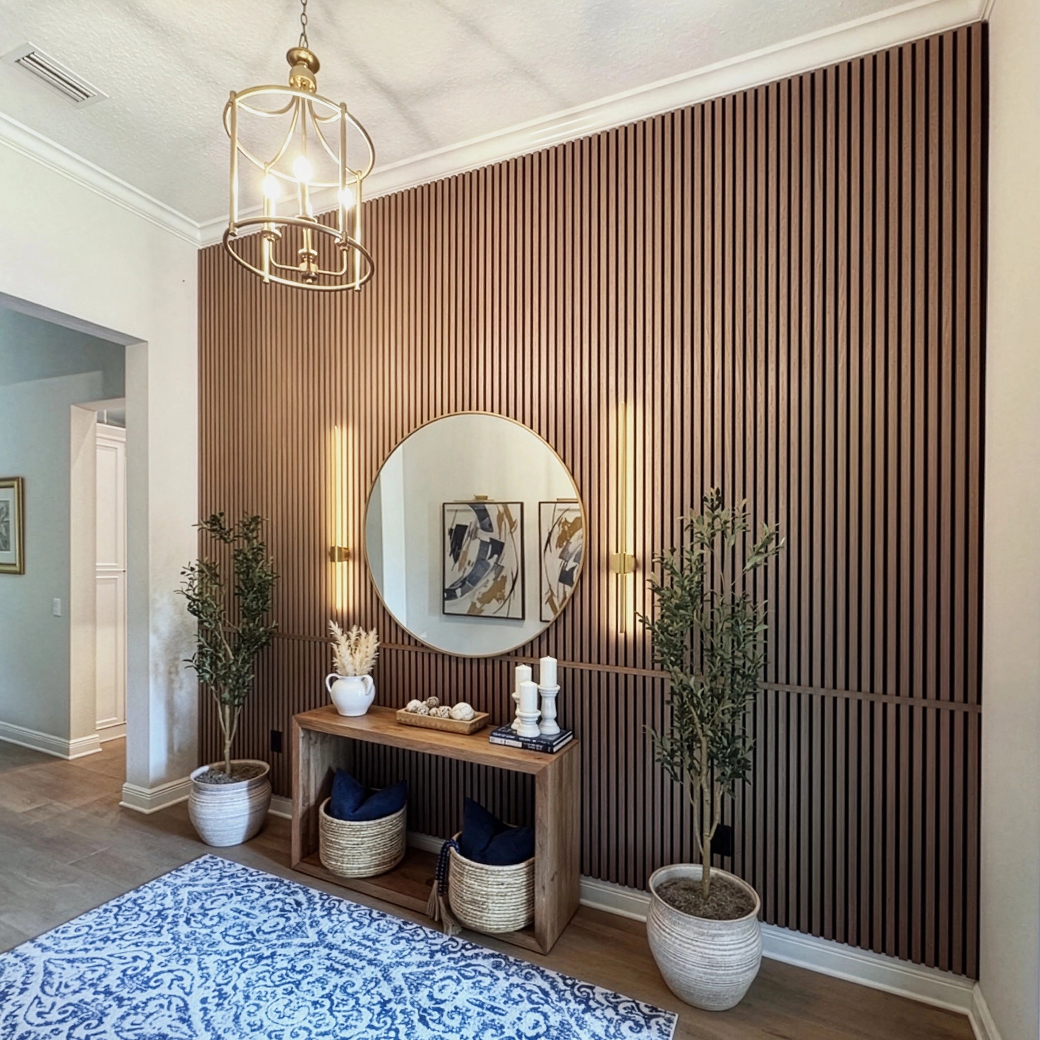 Leather Oak Acoustic Slat Panels 94.5