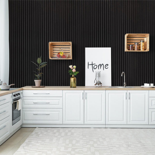 Luxury Black Oak Acoustic Slat Panel 108.25" Sample