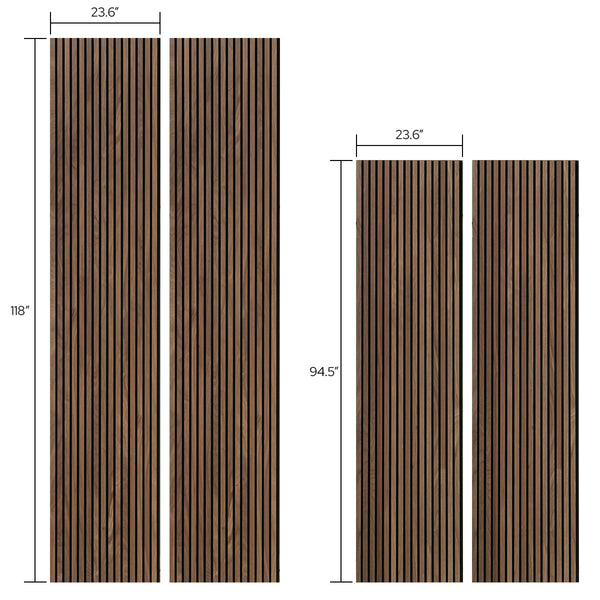 Natural Walnut Acoustic Slat Panels 94.5"