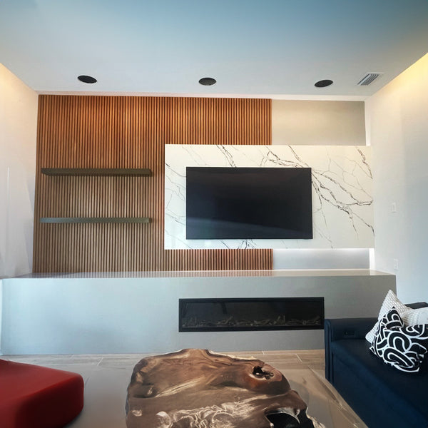 Natural Walnut Acoustic Slat Panels 94.5"
