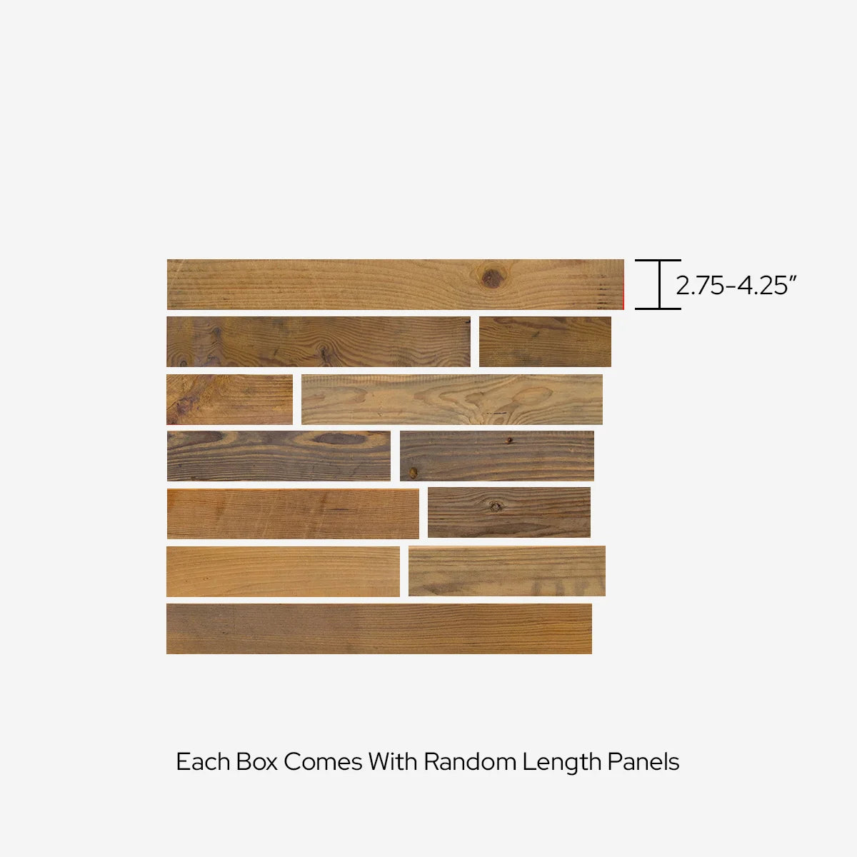 Reclaimed Pine Random Width Self-Stick Wall Planks