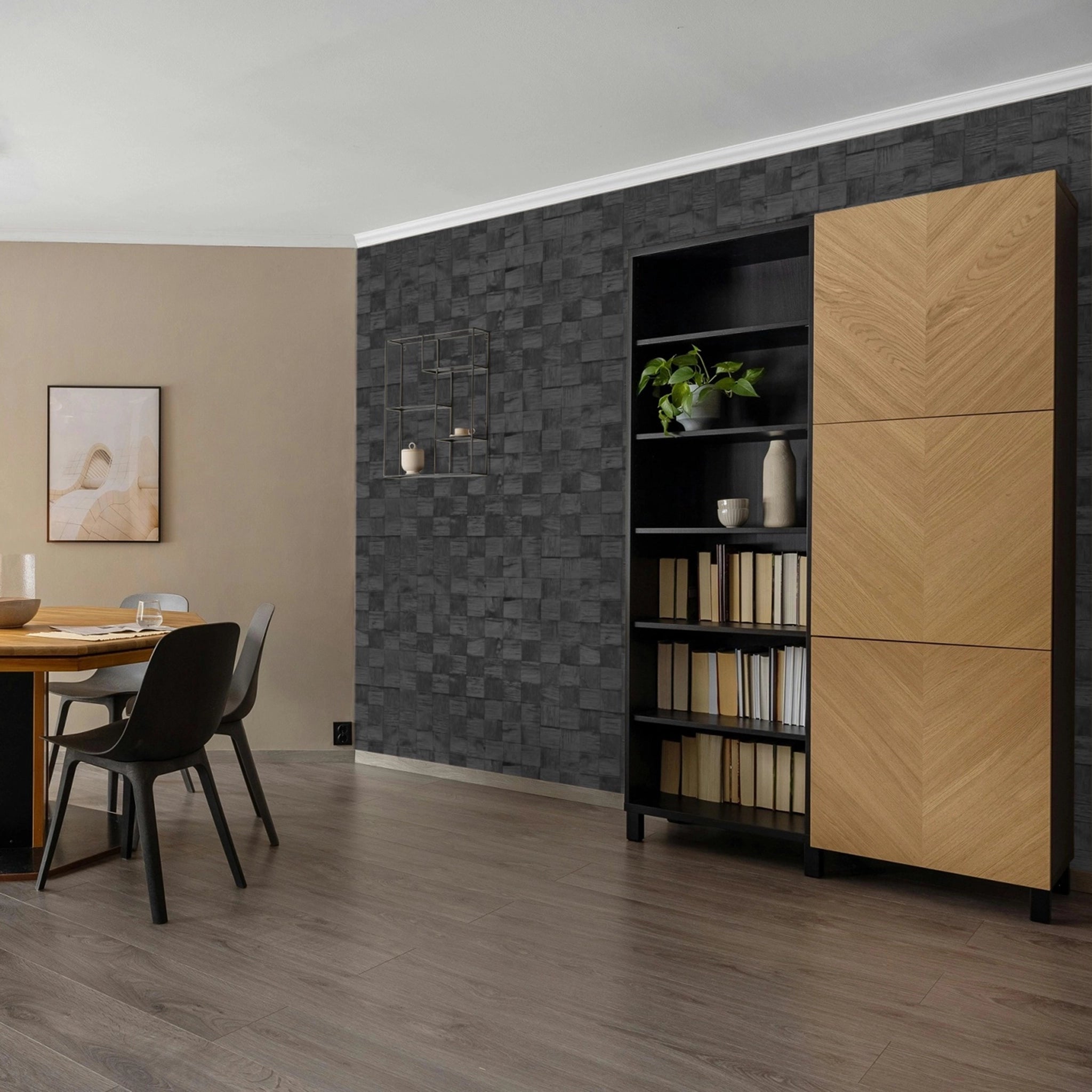 Ebony Oak 3D Block Wall Panels