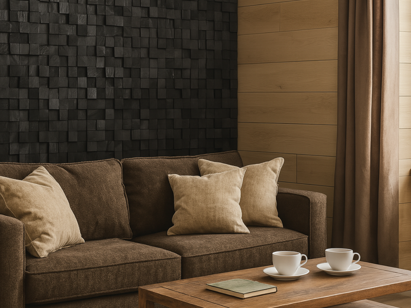 Ebony Oak 3D Block Wall Panels