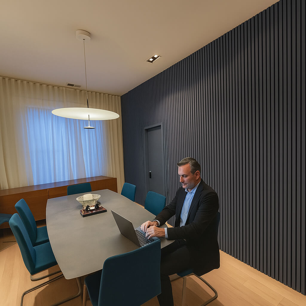 Graphite Oak Acoustic Slat Panels 94.5