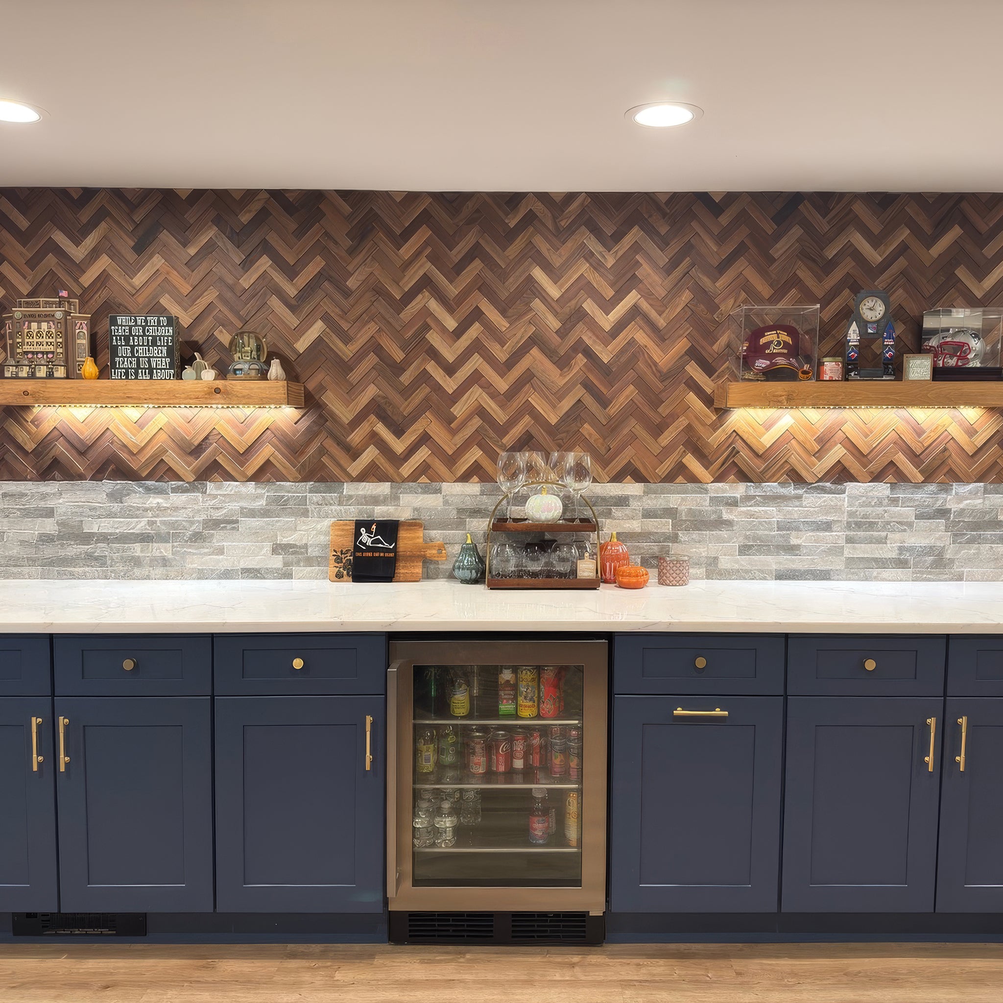3D Natural Herringbone Walnut
