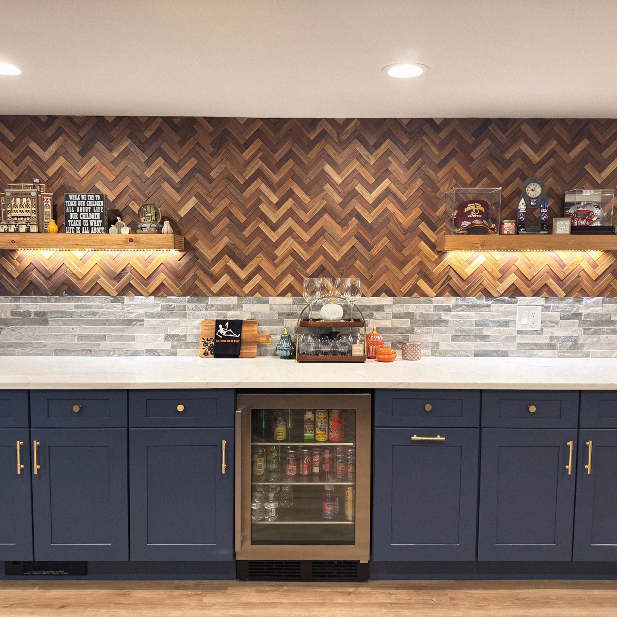 3D Natural Herringbone Walnut